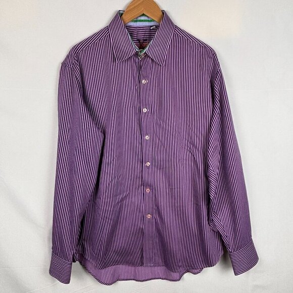 Robert Graham Men's Long Sleeve Button up Shirt 100% Cotton XL Contrasting cuff - Picture 1 of 14